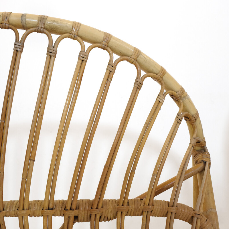 Vintage rattan basket bed, 1960-1970