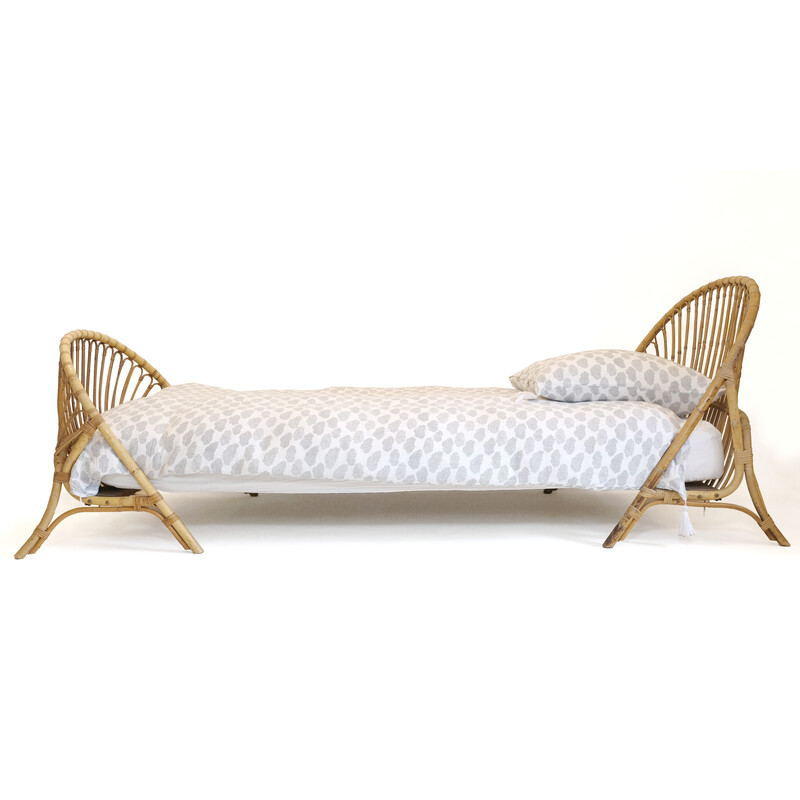 Vintage rattan basket bed, 1960-1970