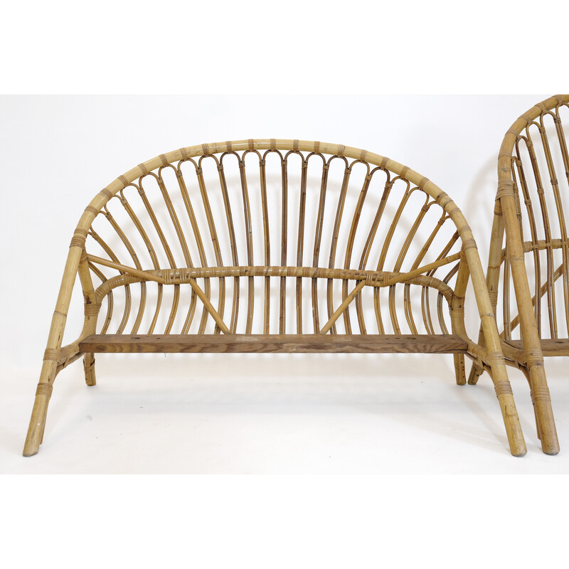 Vintage-Korbbett aus Rattan, 1960-1970