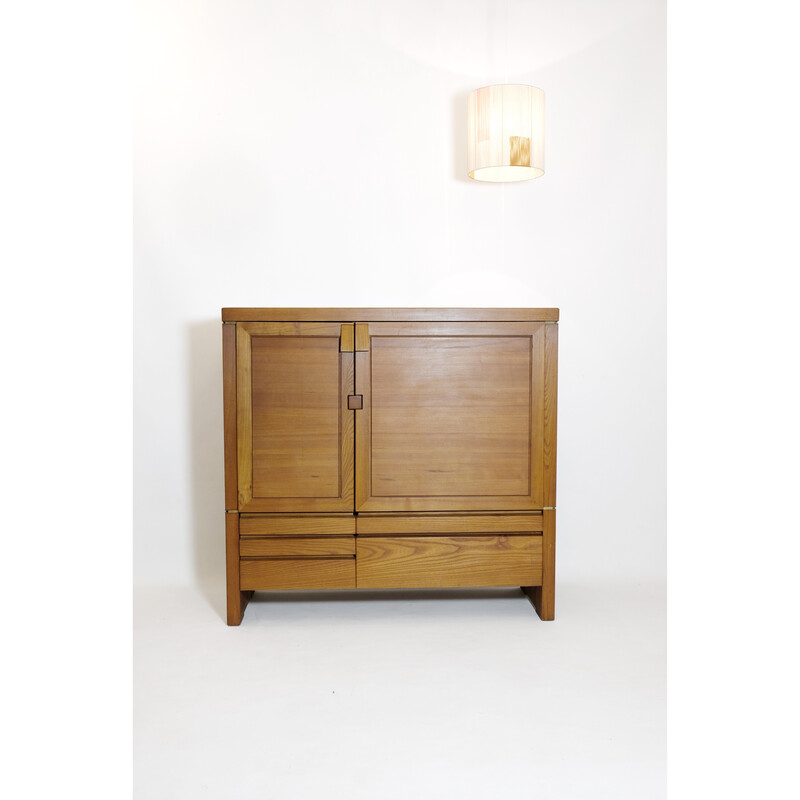 Vintage highboard in solid elmwood by Pierre Chapo, 1960-1970