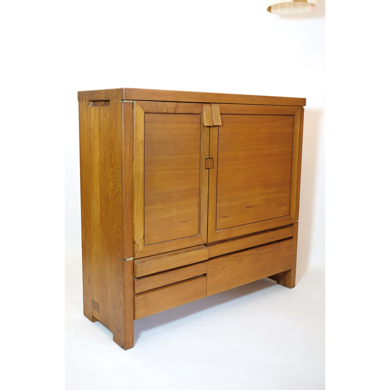 Vintage highboard in solid elmwood by Pierre Chapo, 1960-1970