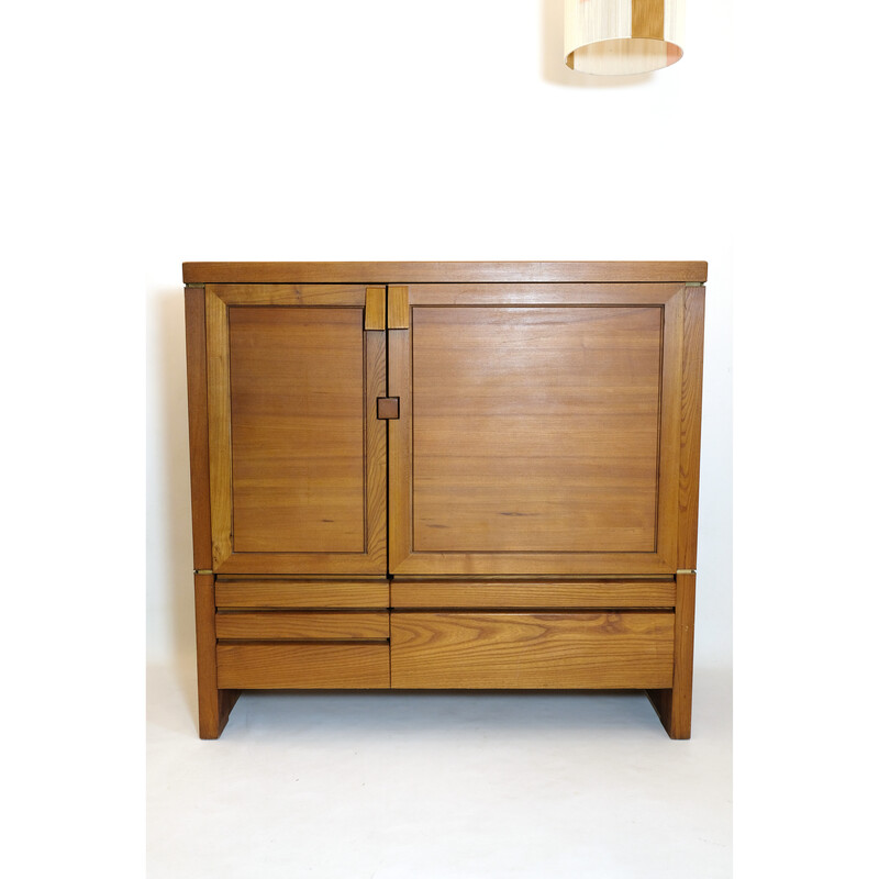 Vintage massief iepenhouten dressoir van Pierre Chapo, 1960-1970