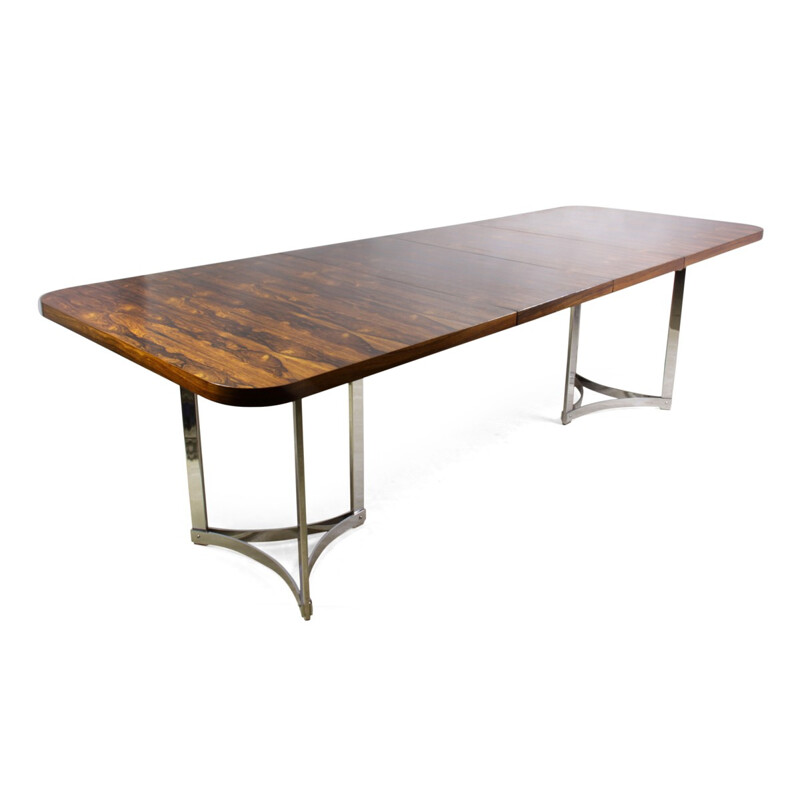 Table de salle à manger en palissandre et en chrome par Merrow Associates - 1960