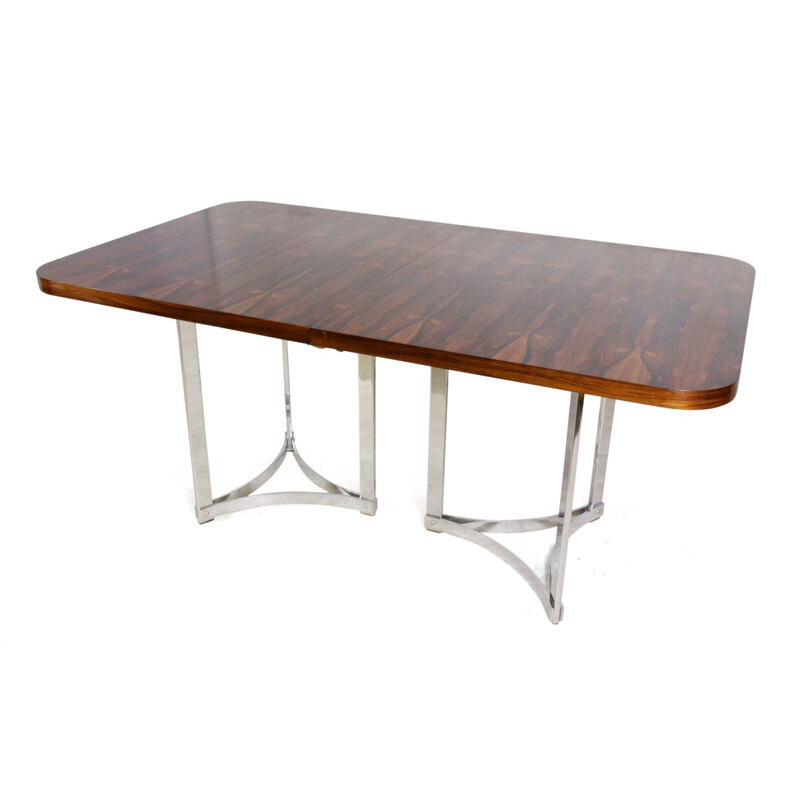 Table de salle à manger en palissandre et en chrome par Merrow Associates - 1960