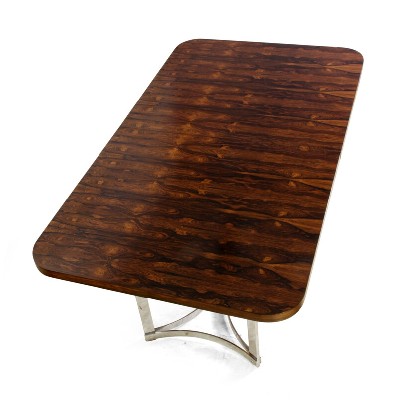 Rosewood and Chrome Dining Table by Merrow Associates - 1960s