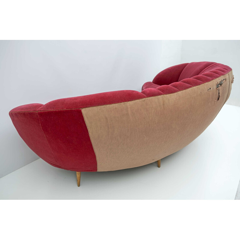 Gebogenes italienisches Sofa aus der Mitte des Jahrhunderts von Gio Ponti für Isa Bergamo, 1950er Jahre
