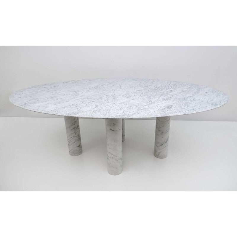 Vintage Italian Carrara marble oval dining table by Mario Bellini for Cassina, 1970s