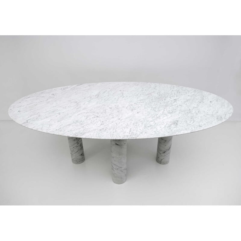 Table ovale vintage en marbre de Carrare par Mario Bellini pour Cassina, 1970