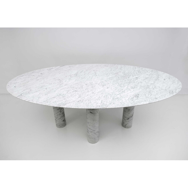 Vintage Italian Carrara marble oval dining table by Mario Bellini for Cassina, 1970s