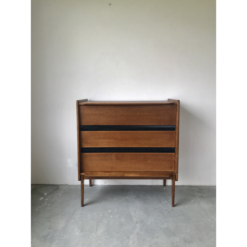 Vintage oakwood chest of drawers by Roger Landault, France 1950