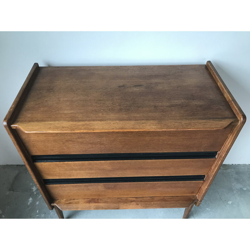 Vintage oakwood chest of drawers by Roger Landault, France 1950