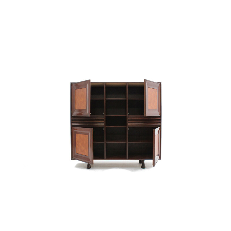 Vintage mahogany highboard by Angelo Mangiarotti for La Sorgente Mobili, 1960s