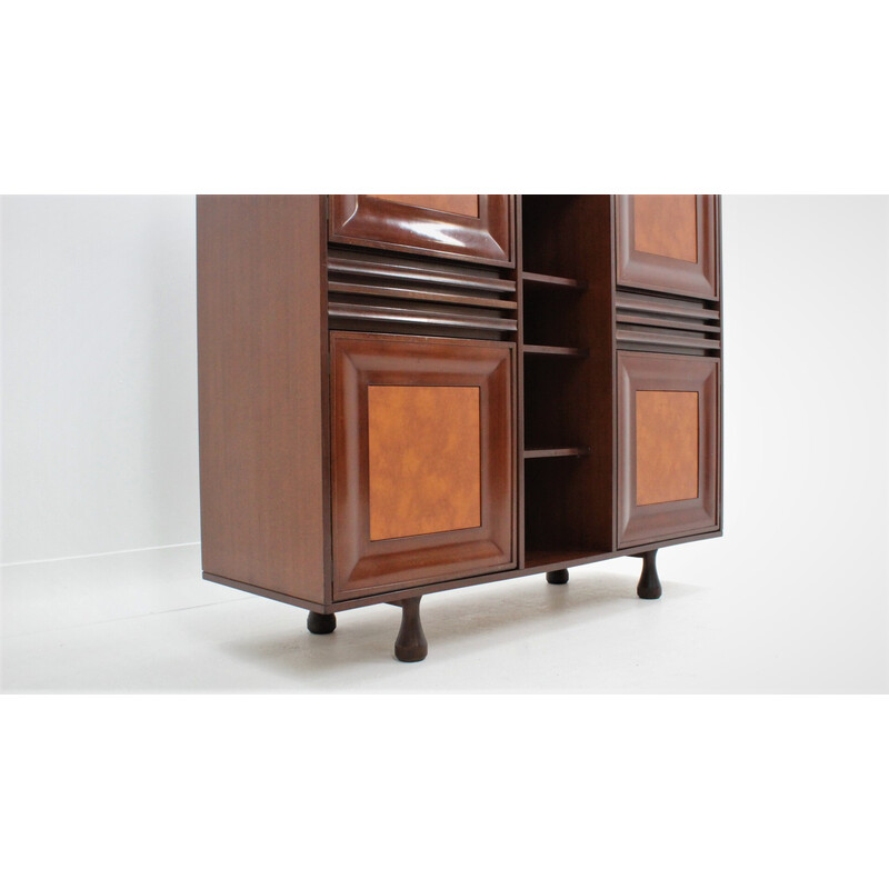 Vintage mahogany highboard by Angelo Mangiarotti for La Sorgente Mobili, 1960s