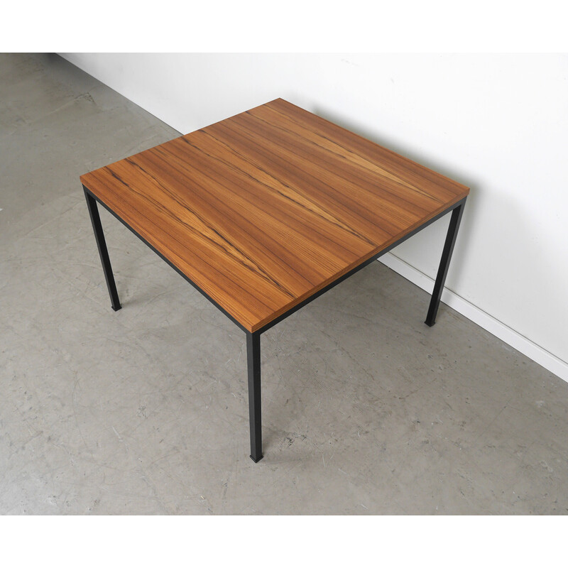 Vintage square coffee table with walnut plate by Wilhelm Renz, Germany 1960s