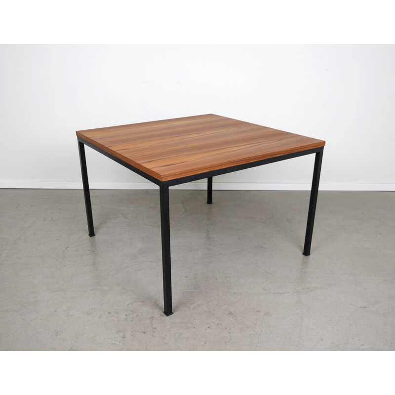 Table basse carrée vintage avec plateau en noyer par Wilhelm Renz, Allemagne 1960