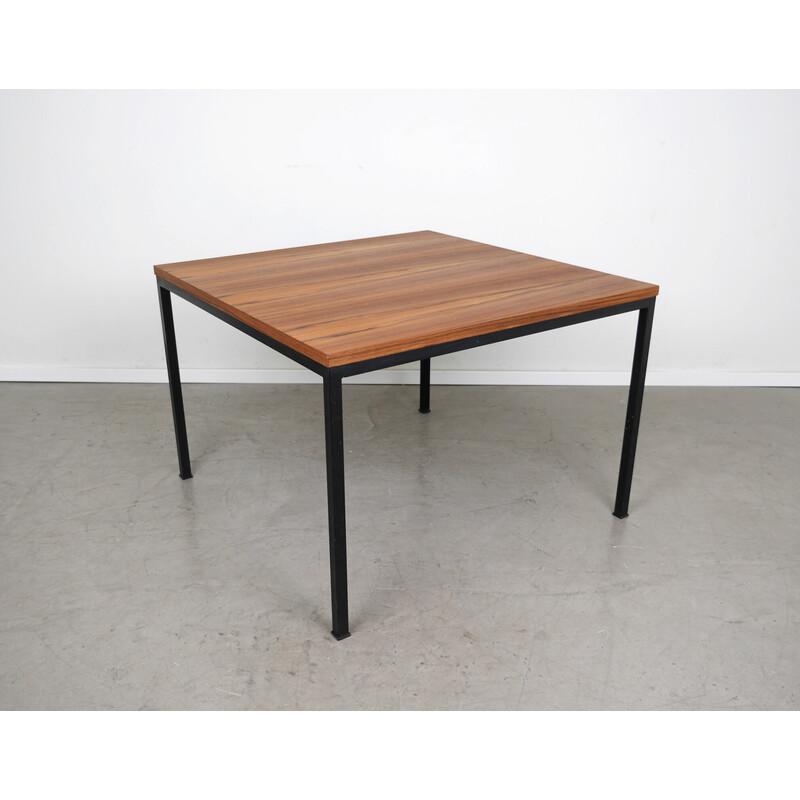 Vintage square coffee table with walnut plate by Wilhelm Renz, Germany 1960s