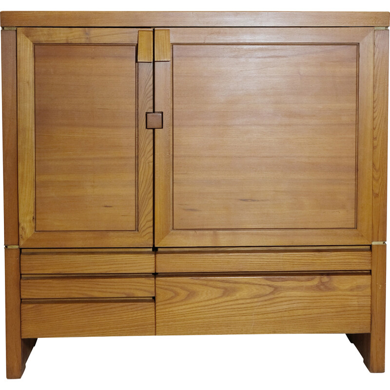 Vintage highboard in solid elmwood by Pierre Chapo, 1960-1970