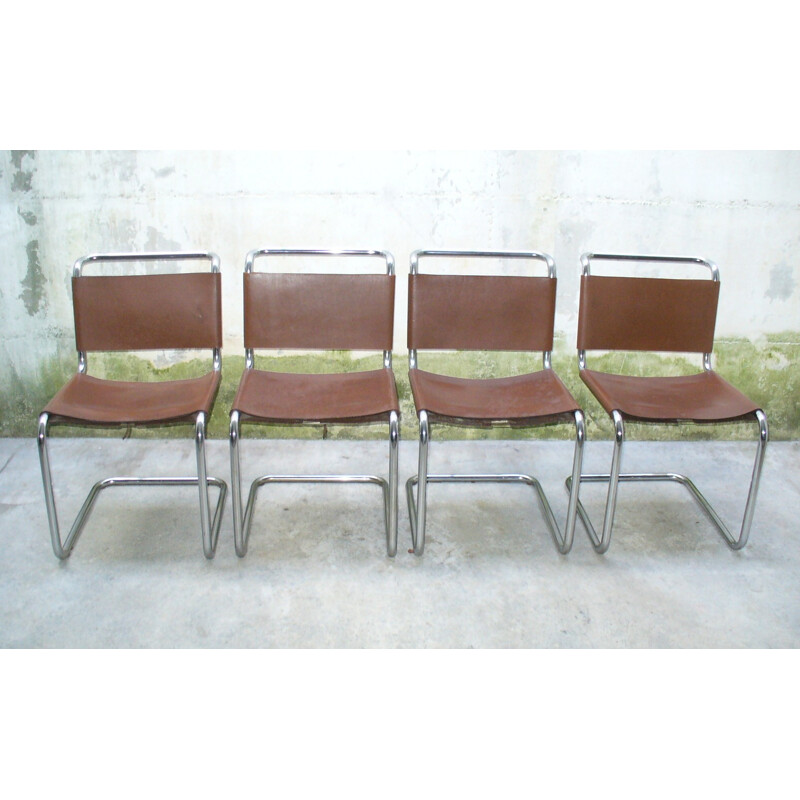 Set of 4 Knoll Spoleto tubular chairs - 1970s