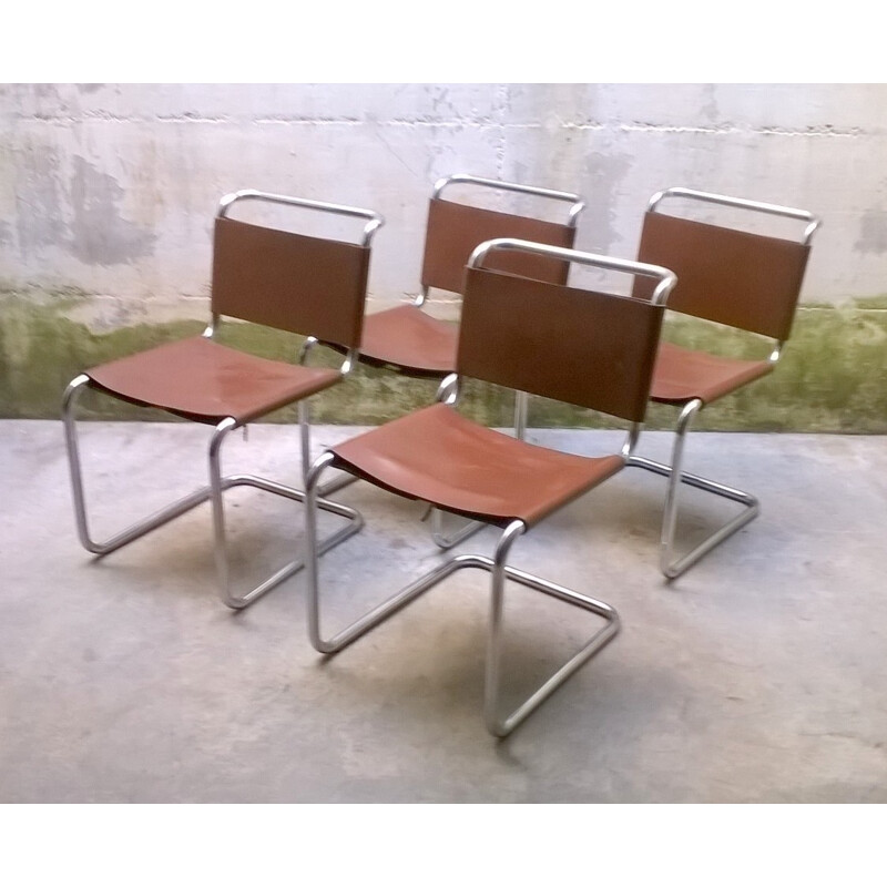 Set of 4 Knoll Spoleto tubular chairs - 1970s
