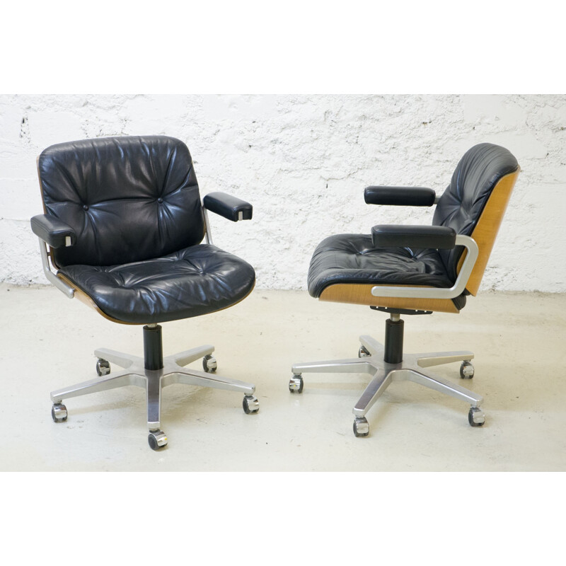 Pair of leather lounge chair - 1970s