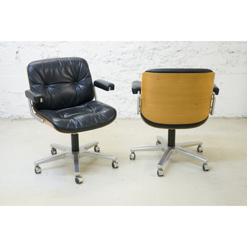 Pair of leather lounge chair - 1970s