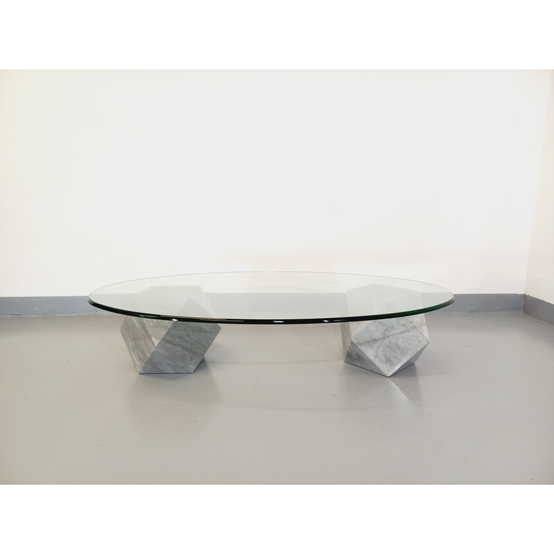 Vintage Italian oval coffee table by Massimo Vignelli for Casigliani, 1970s