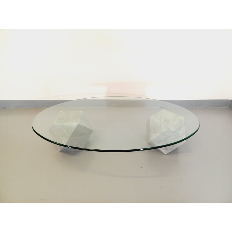 Vintage Italian oval coffee table by Massimo Vignelli for Casigliani, 1970s