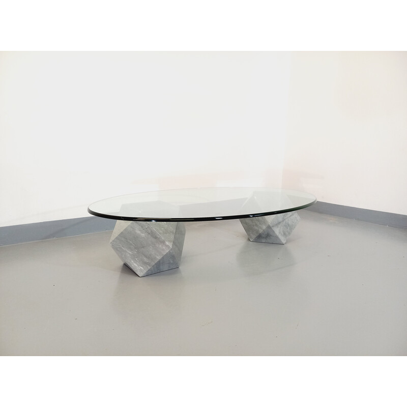 Vintage Italian oval coffee table by Massimo Vignelli for Casigliani, 1970s