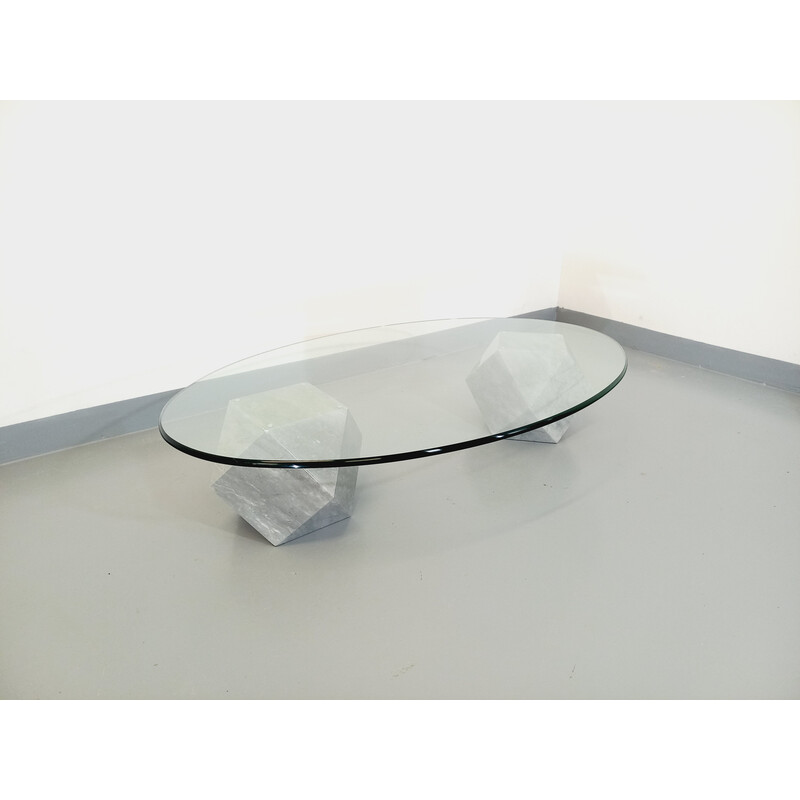 Table basse italienne ovale vintage par Massimo Vignelli pour Casigliani, 1970