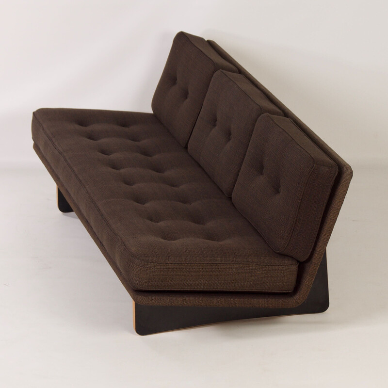 Vintage brown three-seater sofa model 671 by Kho Liang Ie for Artifort, 1970s