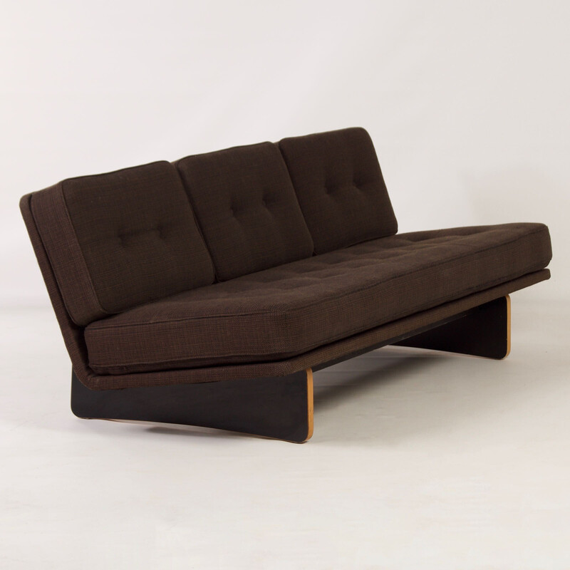 Vintage brown three-seater sofa model 671 by Kho Liang Ie for Artifort, 1970s