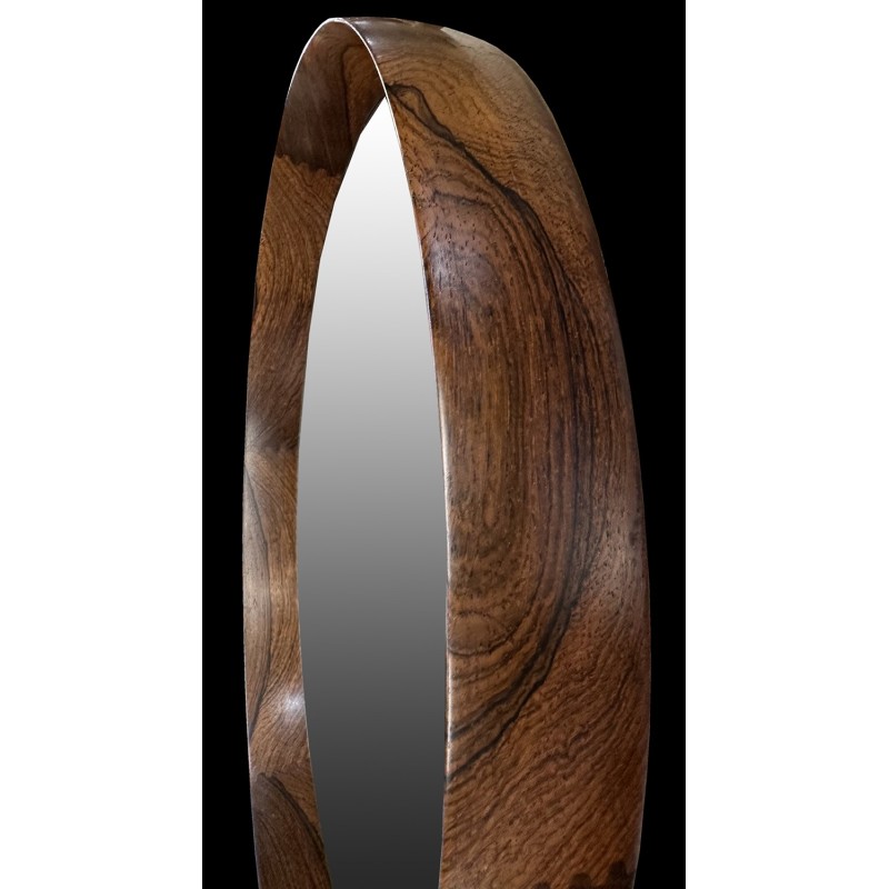 Vintage circular Luxus Santos rosewood wall mirror by Uno and Osten Kristiansson