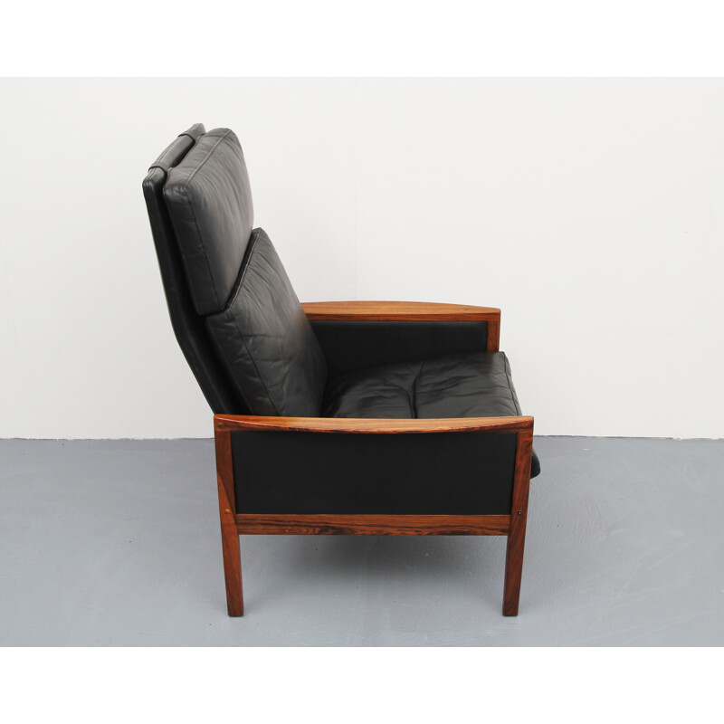 Highjack armchair in rosewood by Hans Olsen for Juul Christensen - 1960s