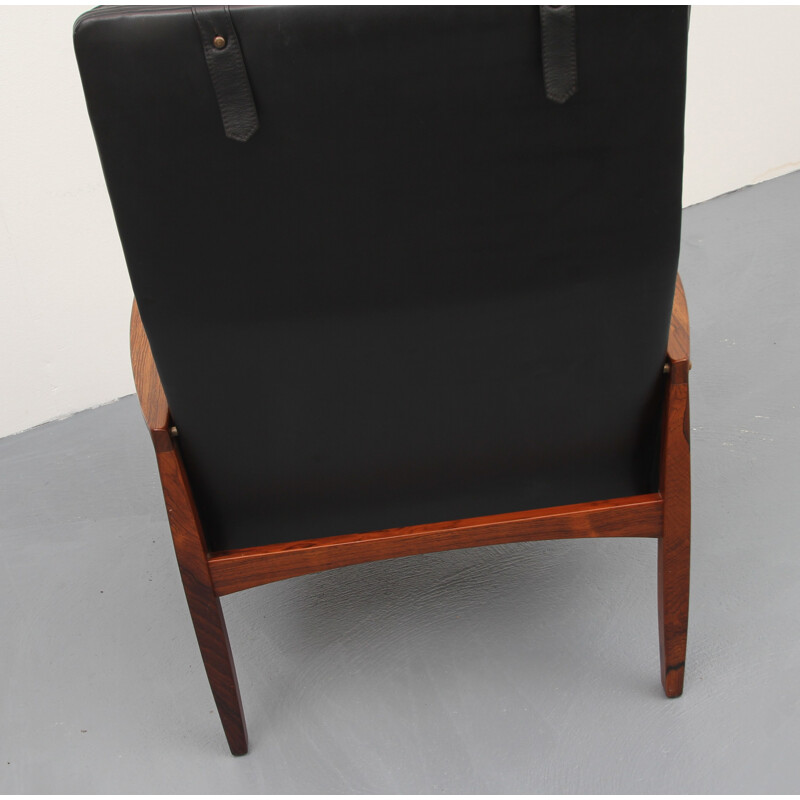 Highjack armchair in rosewood by Hans Olsen for Juul Christensen - 1960s