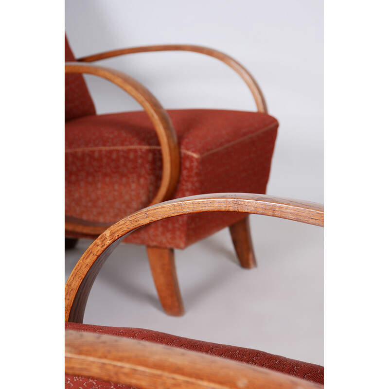 Paire de fauteuils Art déco tchèques vintage en bois de hêtre rouge par Jindrich Halabala pour Up Zavody, 1930
