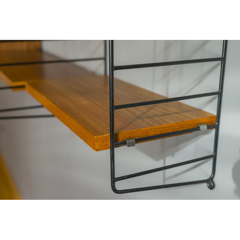 Vintage teak modular wall shelf by Nils Strinning for String, 1960s