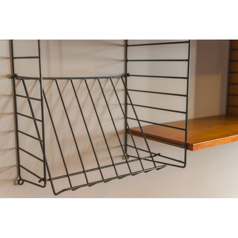 Vintage teak modular wall shelf by Nils Strinning for String, 1960s