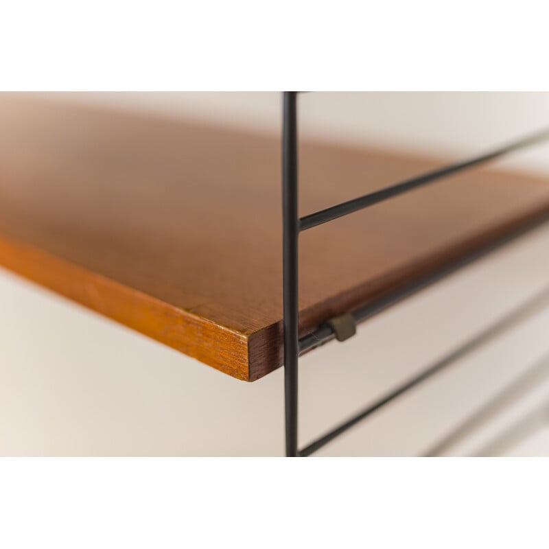 Vintage teak modular wall shelf by Nils Strinning for String, 1960s