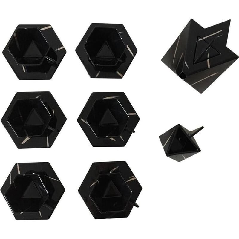 Vintage geometric tea set in hexagonal and triangular shapes, 1980