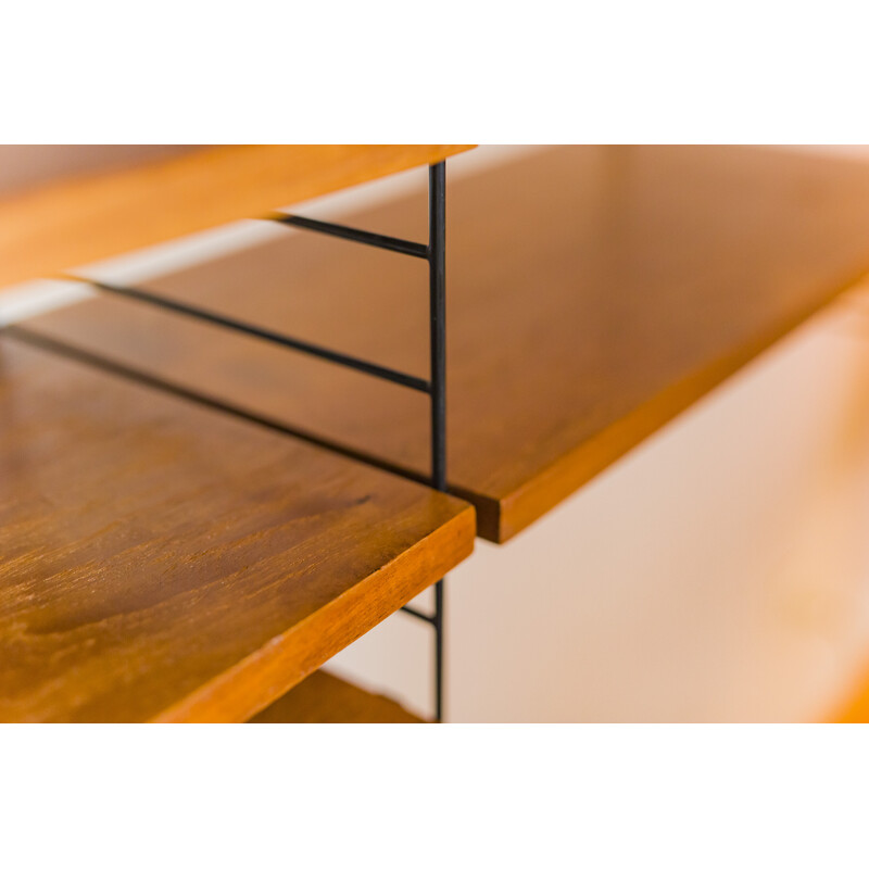 Vintage teak modular wall shelf by Nils Strinning for String, 1960s