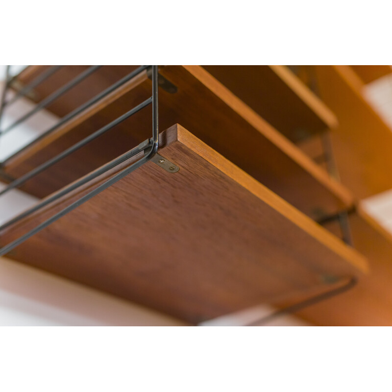 Vintage teak modular wall shelf by Nils Strinning for String, 1960s