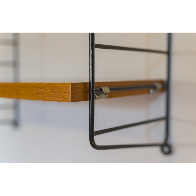 Vintage modulaire wandplank in teak van Nils Strinning voor String, 1960