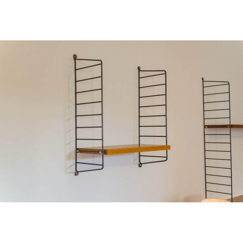 Etagère murale modulaire vintage en teck par Nils Strinning pour String, 1960