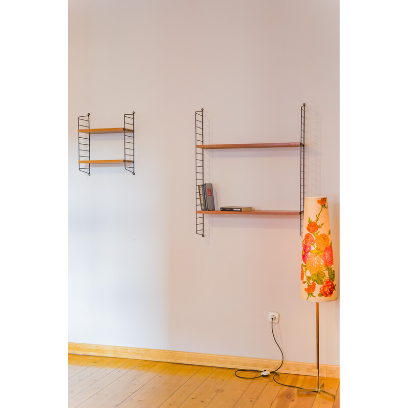 Vintage teak modular wall shelf by Nils Strinning for String, 1960s