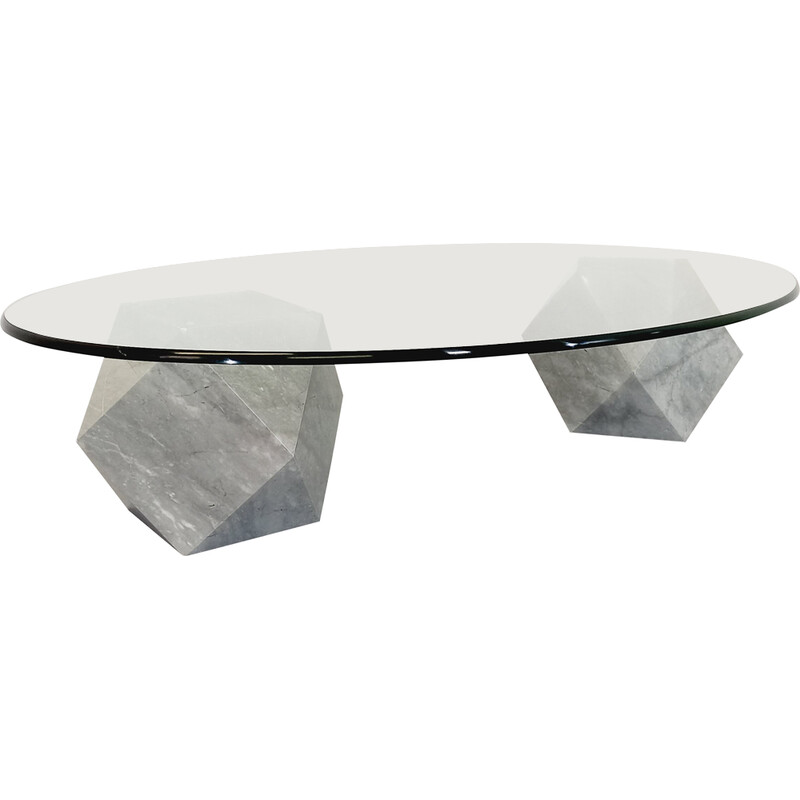 Vintage Italian oval coffee table by Massimo Vignelli for Casigliani, 1970s