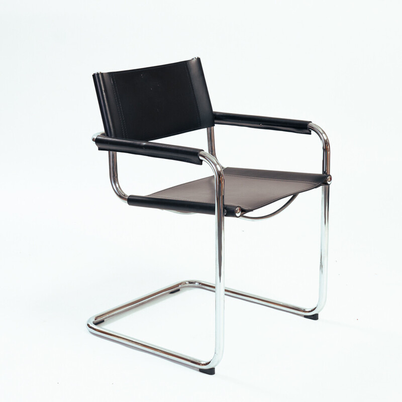 Set van 5 vintage Bauhaus zwarte schommelstoelen s34 van Mart Stam voor Fasem, Italië