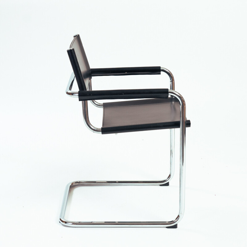 Set of 5 vintage Bauhaus black swing chairs s34 by Mart Stam for Fasem, Italy