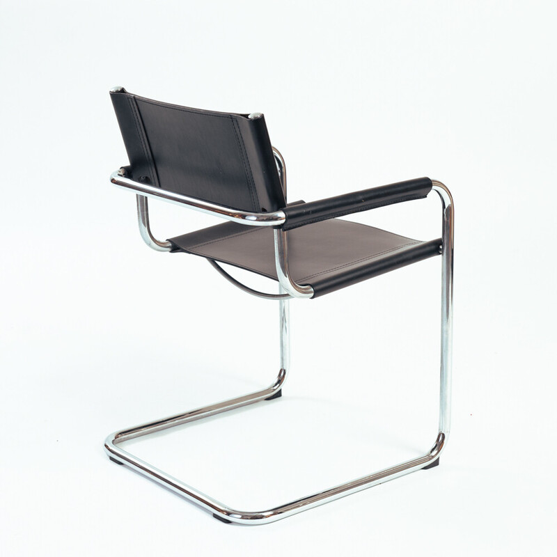 Set of 5 vintage Bauhaus black swing chairs s34 by Mart Stam for Fasem, Italy