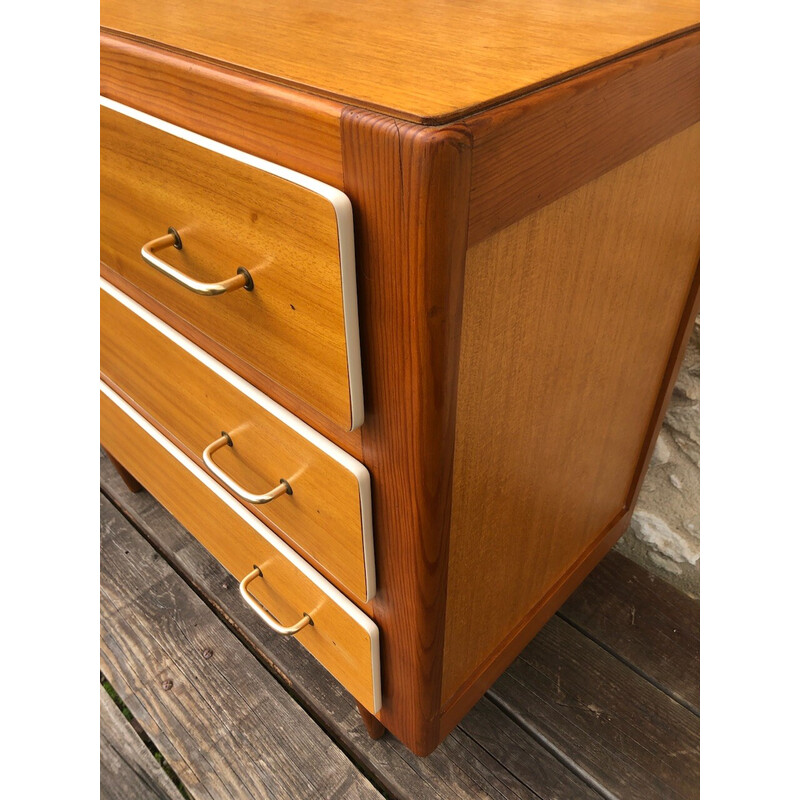 Vintage chest of drawers in blond wood, 1960