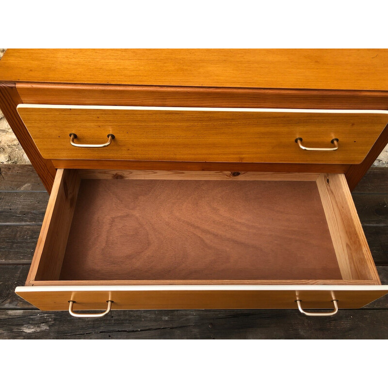 Vintage chest of drawers in blond wood, 1960